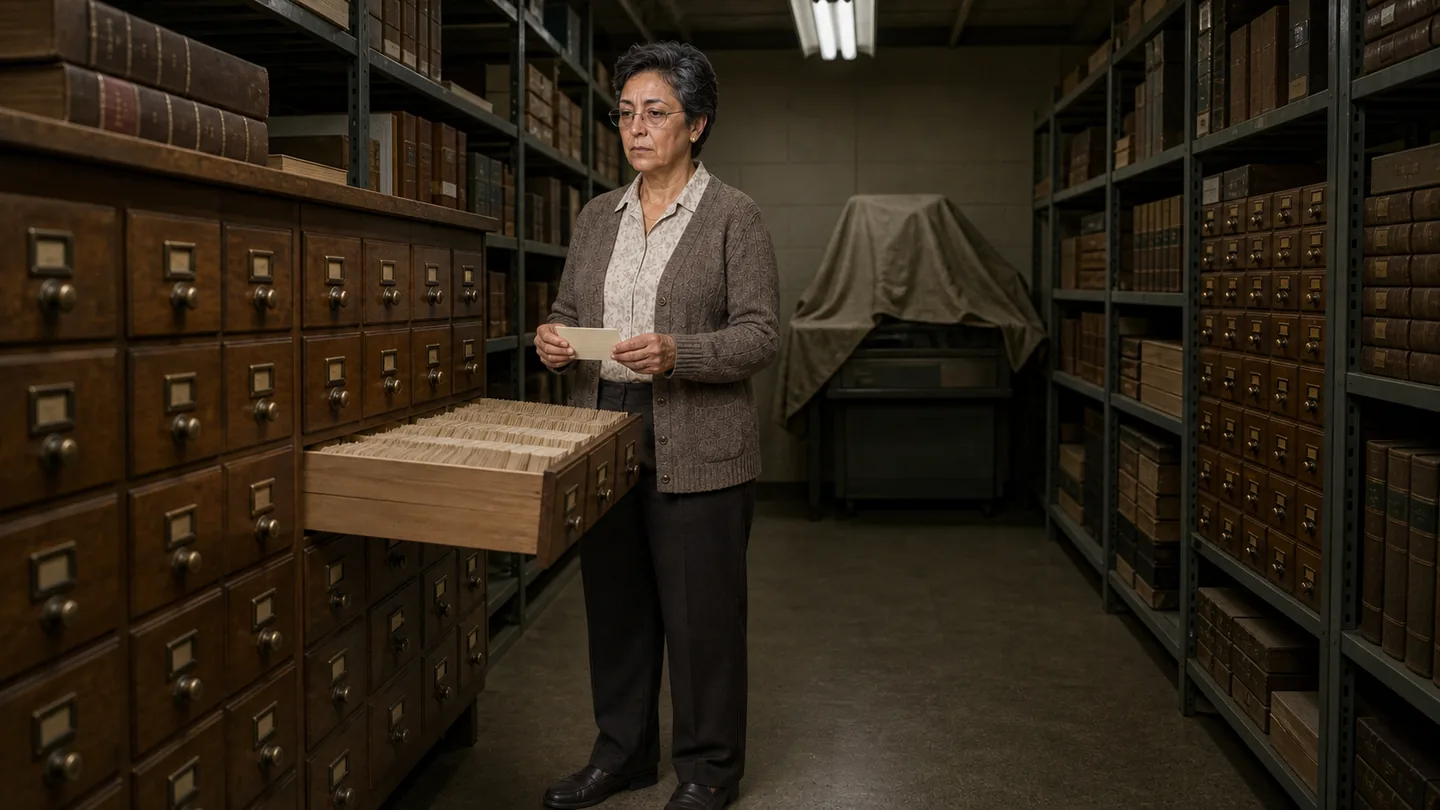 County Clerk Norma Amado in the courthouse records room